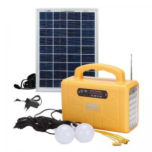 China 12v 7000mAh Small Solar Lighting System With 3 Led Bulb Kit And Mp3 FM Radio on sale