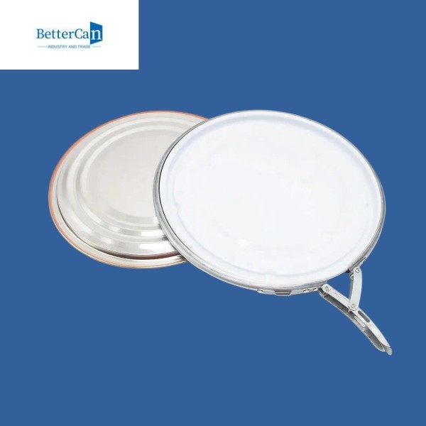 20L Round Metal Paint Bucket White Exterior With Metal Cover