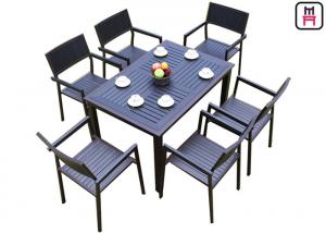 Quality 1 By 4 / 6 Outdoor Restaurant Tables Sets Plastic Wood Metal Frame Patio Dining Furniture wholesale