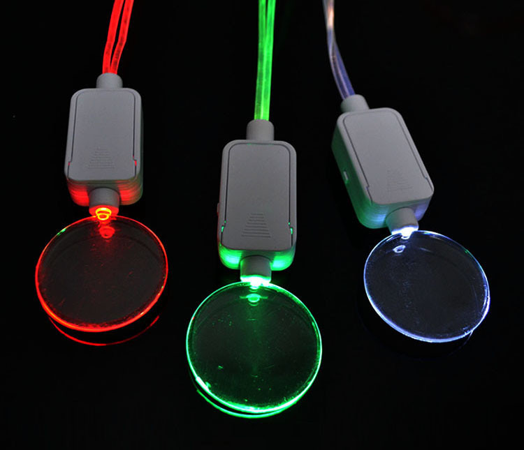 LED voice controlled light necklace 50cm TPU+ABS logo customized