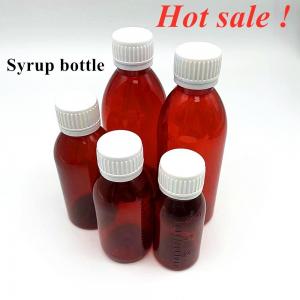 Quality 150ml Plastic Syrup Bottle Tamper Proof Cough Syrup Brown Bottle wholesale