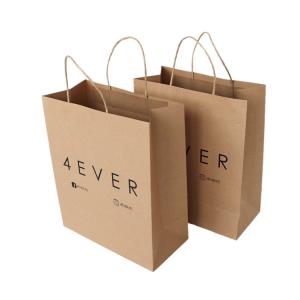 Quality Eco Friendly Kraft Paper Shopping Bag ,  Brown Paper Bags With Handles Custom Logo wholesale