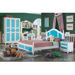 Quality modern blue solid wood teenager bed room furniture wholesale