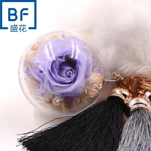 Christmas Tree Decoration Acrylic Ball Preserved Rose Key Ring