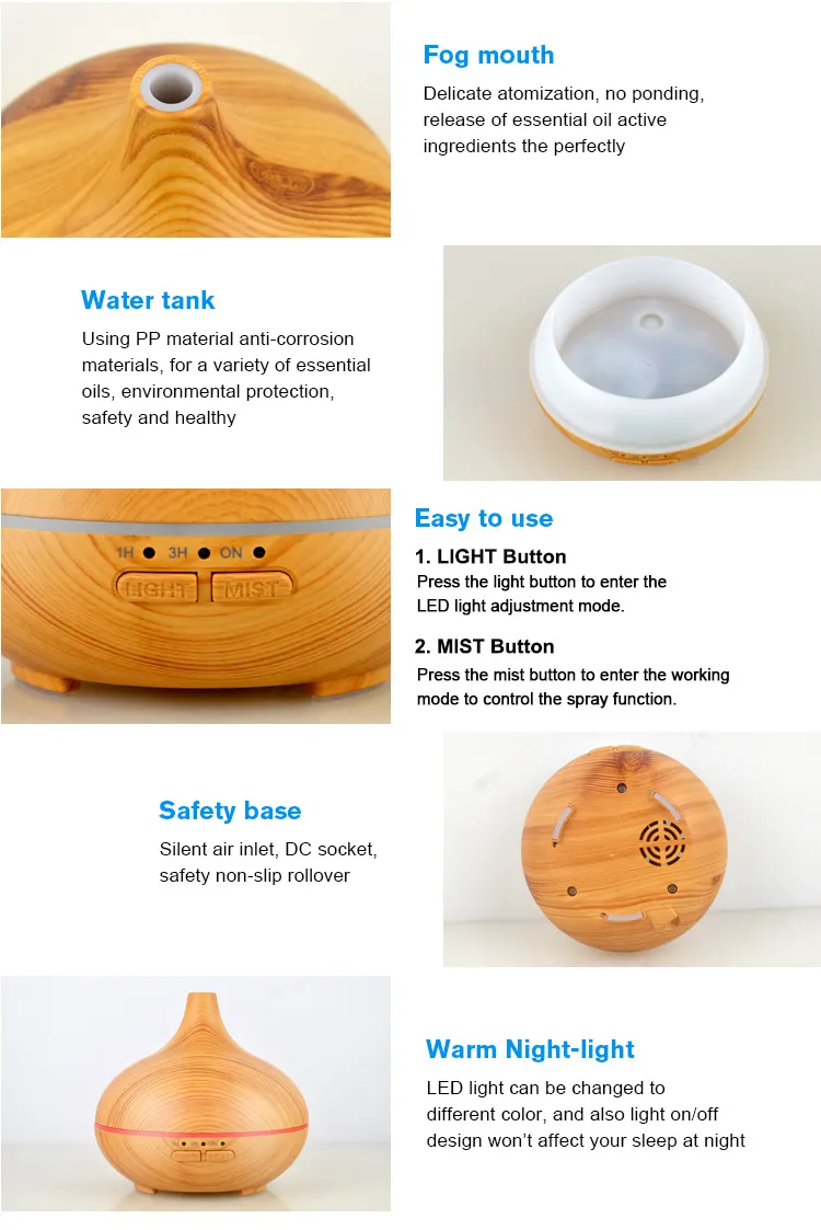 Portable Ultrasonic Air Cool Mist Smart Humidifier Christmas Gift Fogger Maker for Home Essential Oil Aromatherapy Diffusers