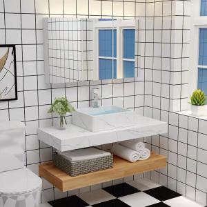 China Waterproof Wall Mounted Bathroom Vanity Mirror Cabinet European Model Wood Color on sale