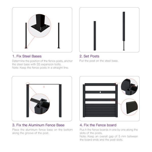 Waterproof Wood Garden Composite Fence Panels Grey UV Resistant FSC