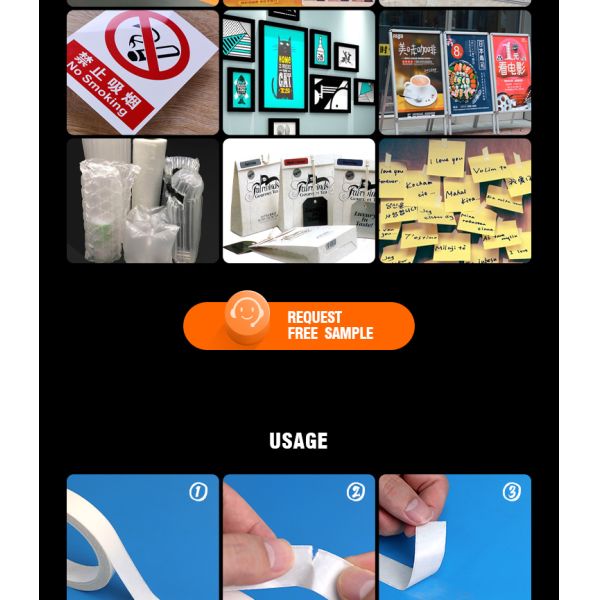 Damage Free Mounting Tape No Residue Double Side Tape Application