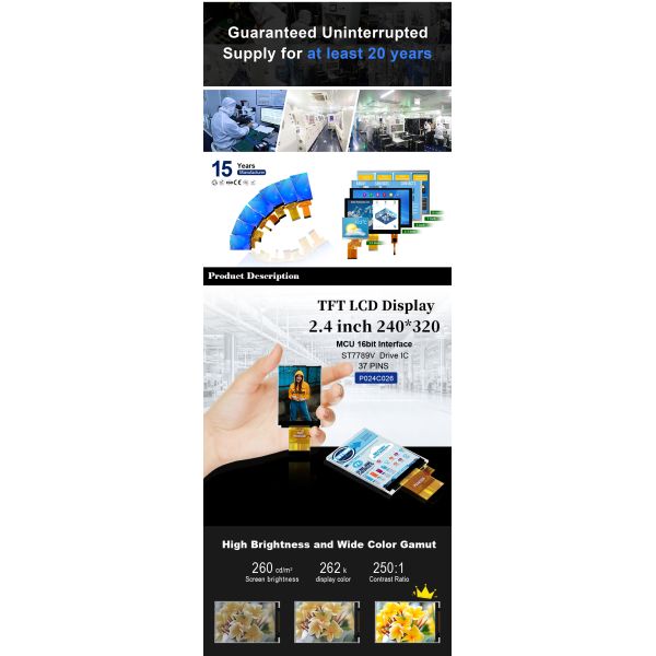 Polcd 320 Nit 2.4 Inch Lcd Tft Display ST7789V 240x320 Resolution Lcm Screen