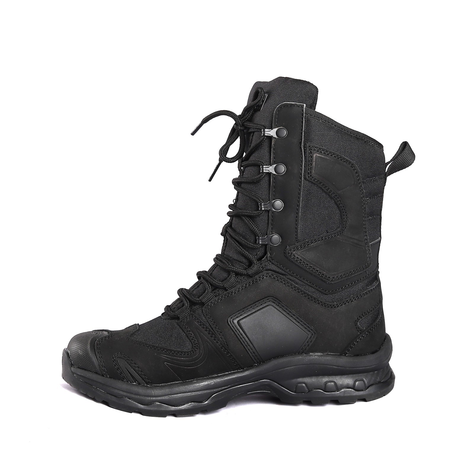 Metal Eyelets Anti Slip Mesh Lining for Industrial Applications Black Genuine Leather Outdoor Boots