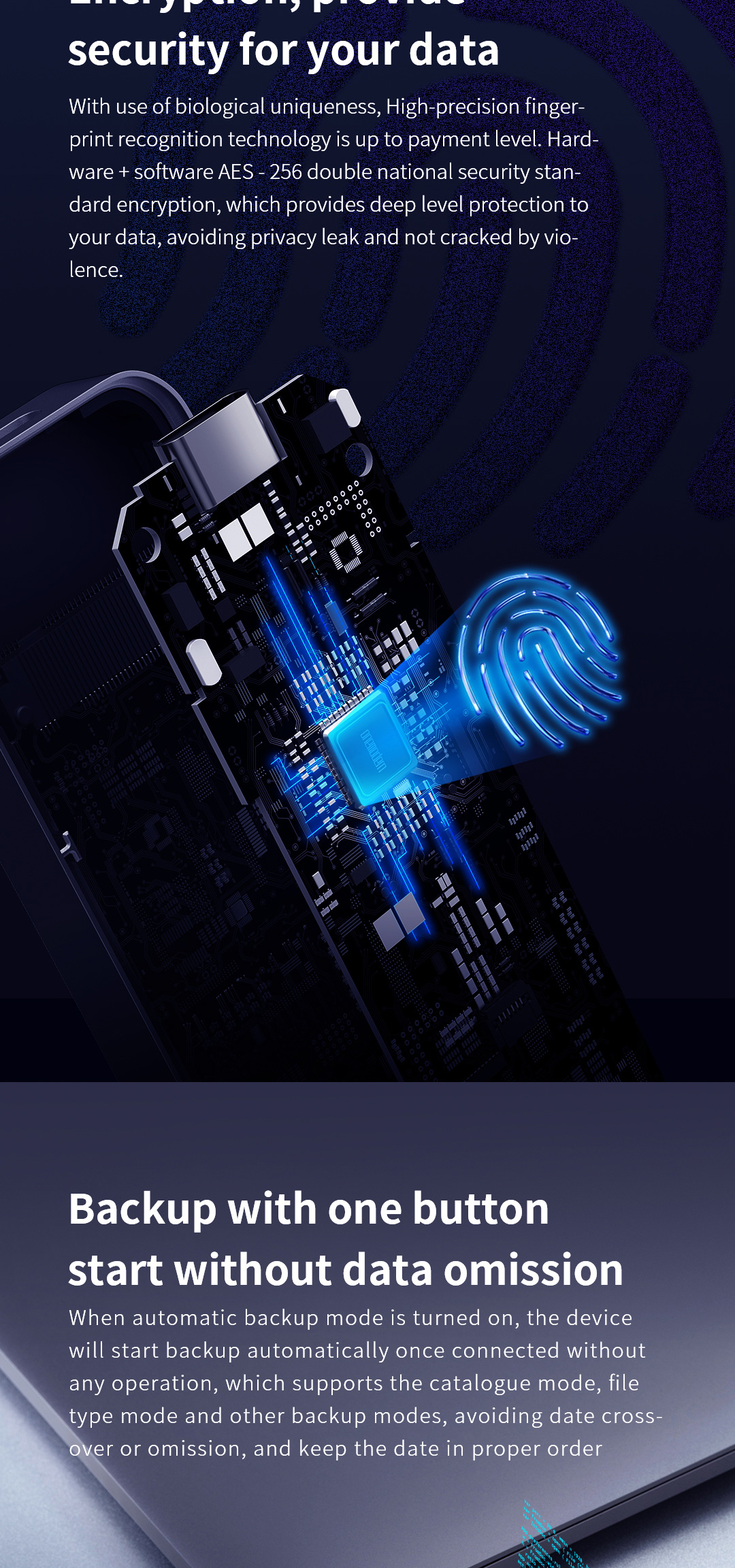 Wholesale Onemodern Protable SSD Fingerprint Hard Drive 500G/1TB External Solid State Drive M8