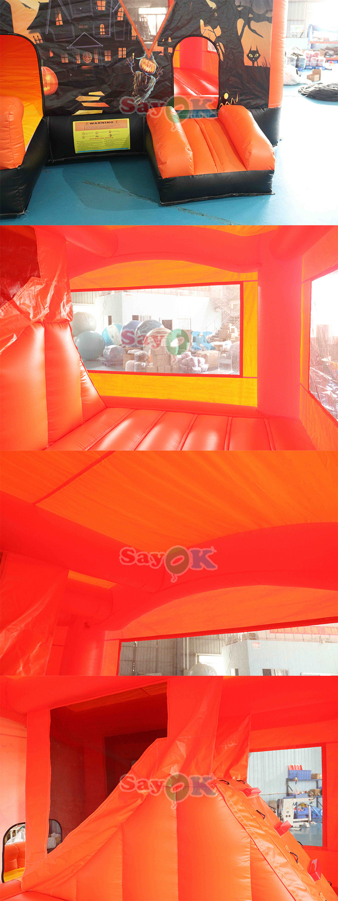 Commercial Haunted Halloween Inflatable Bounce House Castle Slide 15.7x15.7x16.4ft