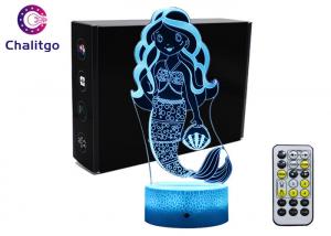 Quality Mermaid 3D Night Light Table Lamp , Glass Illusions Lamps For Girls Decoration wholesale