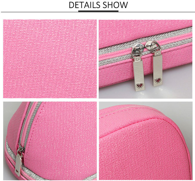 Wholesale Portable Beautiful Pink PU Shell Shape Make Up Cosmetic Bag