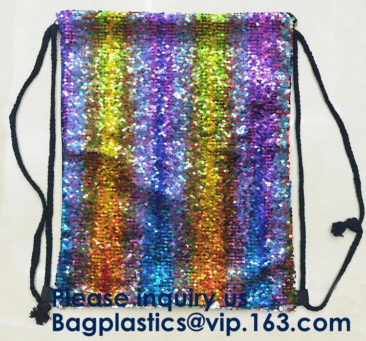 Amazon Hot Sale Strapping Mermaid Reversible Sequin Drawstring Bag, Wholesale Polyester Custom LOGO Sequin, Sequins, Paillet