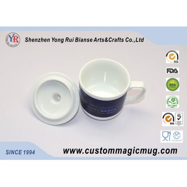 Straight Coffee Tea Pottery Temperature Color Changing Mug With Lid / Handle