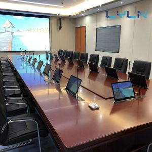 Quality 30 Degree Tilt Retractable Monitor Integrating With Gooseneck Mic wholesale