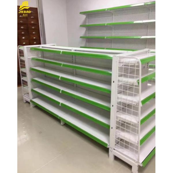 Holes Middle Back Panel Grocery Store Display Shelves Cream White Colour 1.4M High