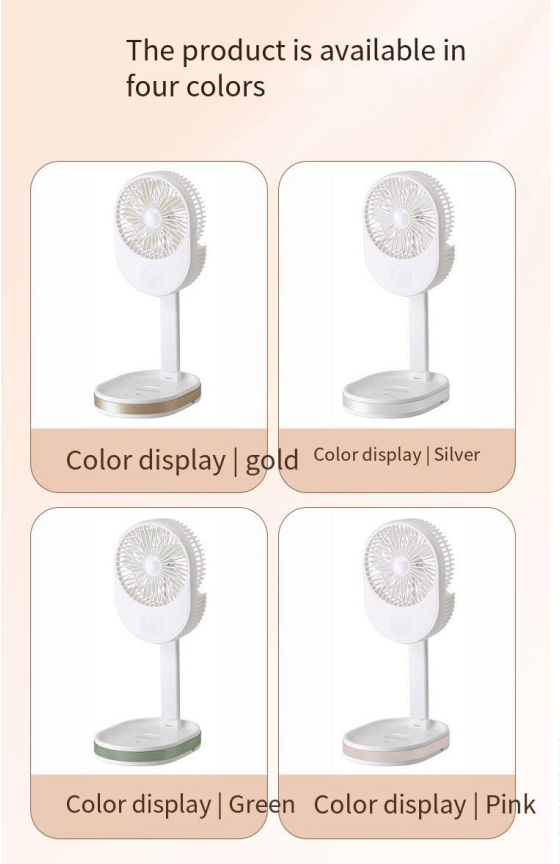 Customized Logo 1500 mAh USB Rechargeable Table Fan with LED Light and ABS PP Material