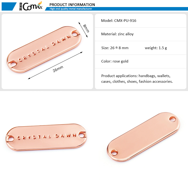 Custom Engraved Logo Metal Swimwear Label in Eco-friendly Material for Clothing