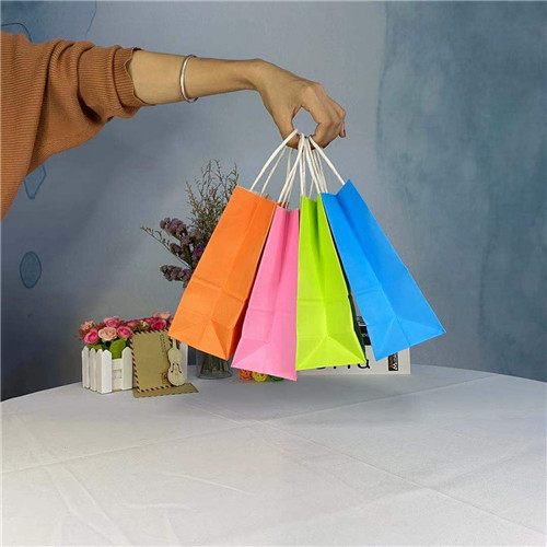 Grocery White Brown Kraft Paper Gift Bag With Handle