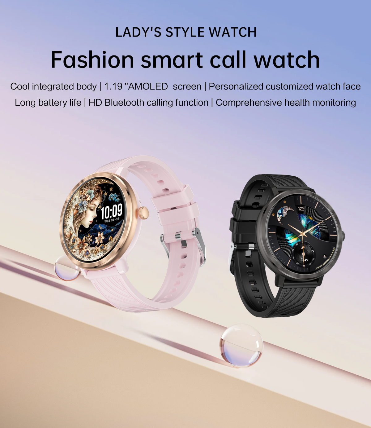 Eraysun Fashion AMOLED Smart Watch NX27 1.19inch BT Call Female Physiology Pressure Women Watches IP68 NX27 Smartwatch