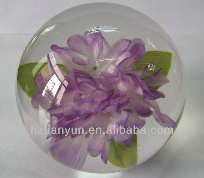 Decoration Plastic Flower Paperweight Ball 100mm Logo Customized