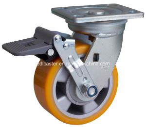 China Yellow Plate Brake TPU Caster 7625-86A for Heavy Duty Applications up to 450kg on sale