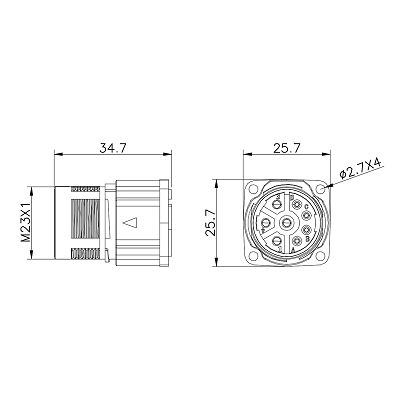 150V IP67 M23 Male Waterproof Connector Screw Crimping Terminal