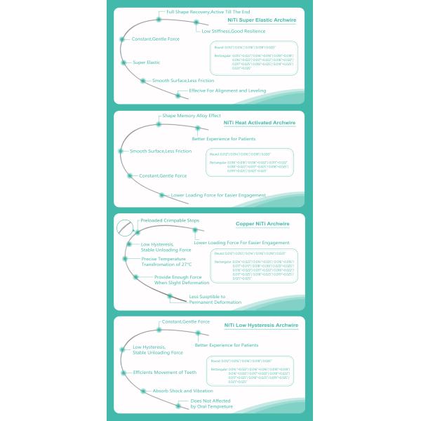 Orthodontic Stainless Steel Archwires Dental Orthodontic Materials TMA Archwire