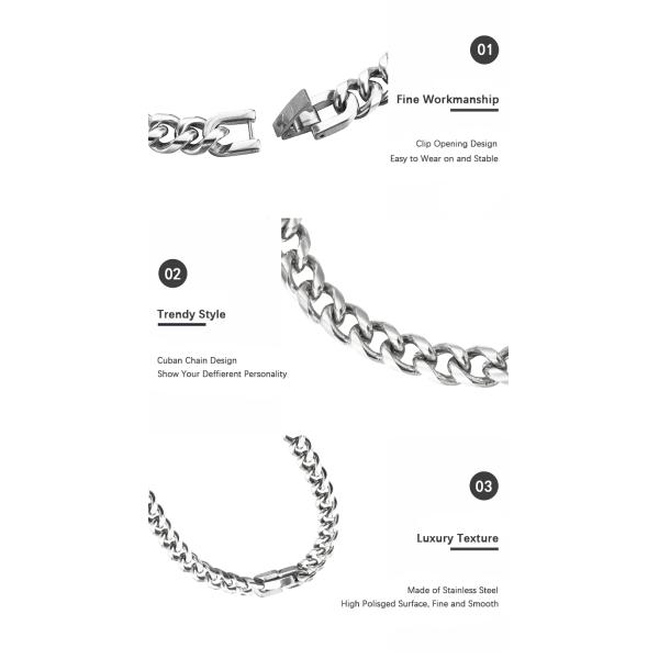 Custom 18k Stainless Steel Bracelets 6mm 8mm Cuban Link Bracelet Men