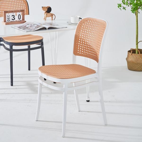 Modern Simple Restaurant Table with Backrest Stackable Stool Dining Chair Household Plastic Rattan