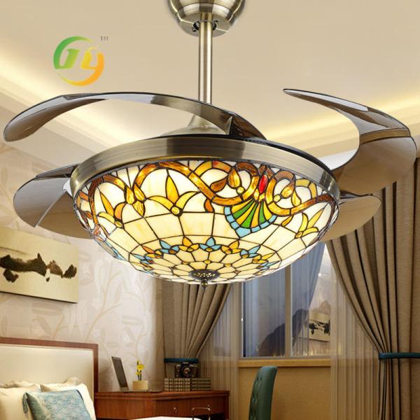 Asian Fumat All Finland Style Round 110V 42inch 36W LED Concealed Hidden Blade Ceiling Fan With Light 220V