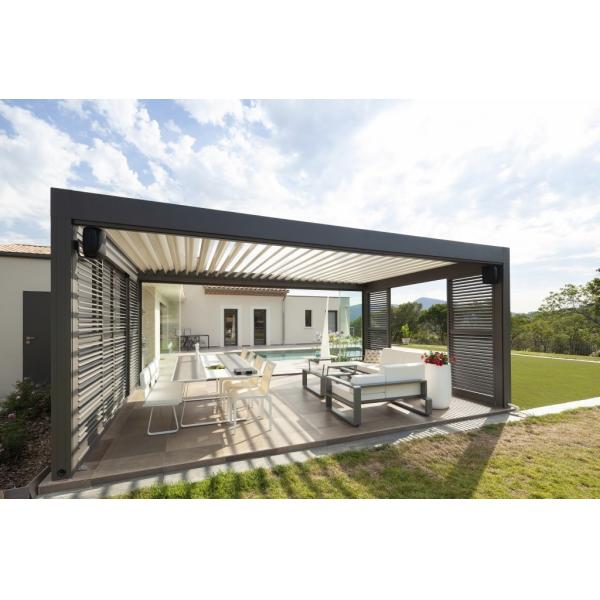 Black Modern Aluminum Pergola 16X12 Pool Cedar Waterproof Outdoor Bioclima Connecteur