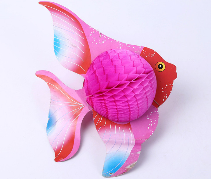 Small fresh element color paper sculpture, small goldfish pattern, paper flowers custom paper crafts