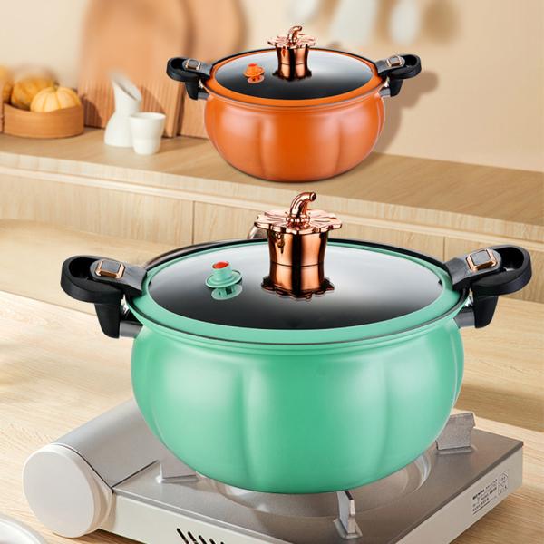 8L Kitchen Pressure Cooker Cast Iron Non Stick With Handle Latch