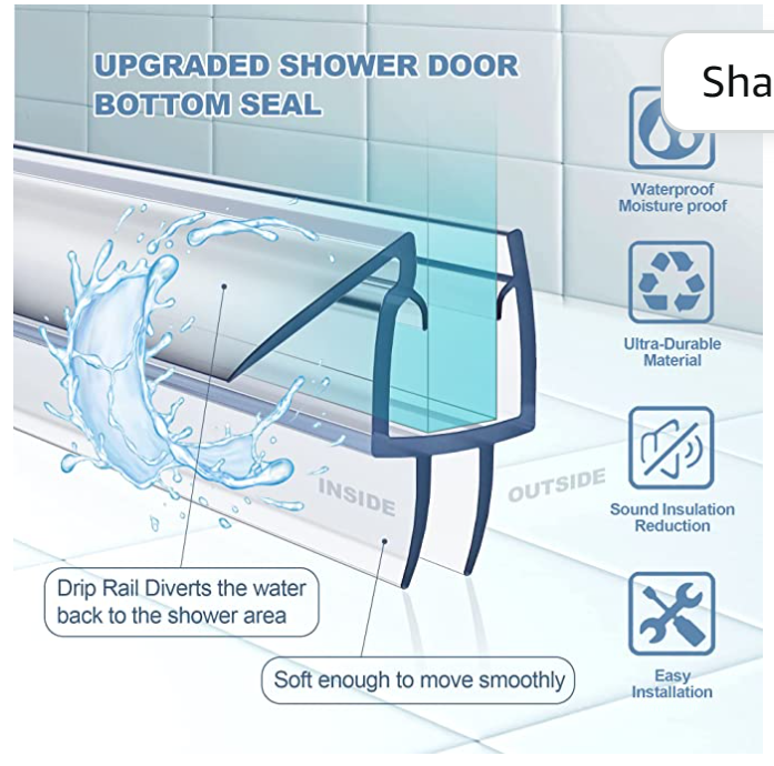 Long Lift Function PVC Plastic Shower Door Bottom Seal Strip for Modern Bathrooms