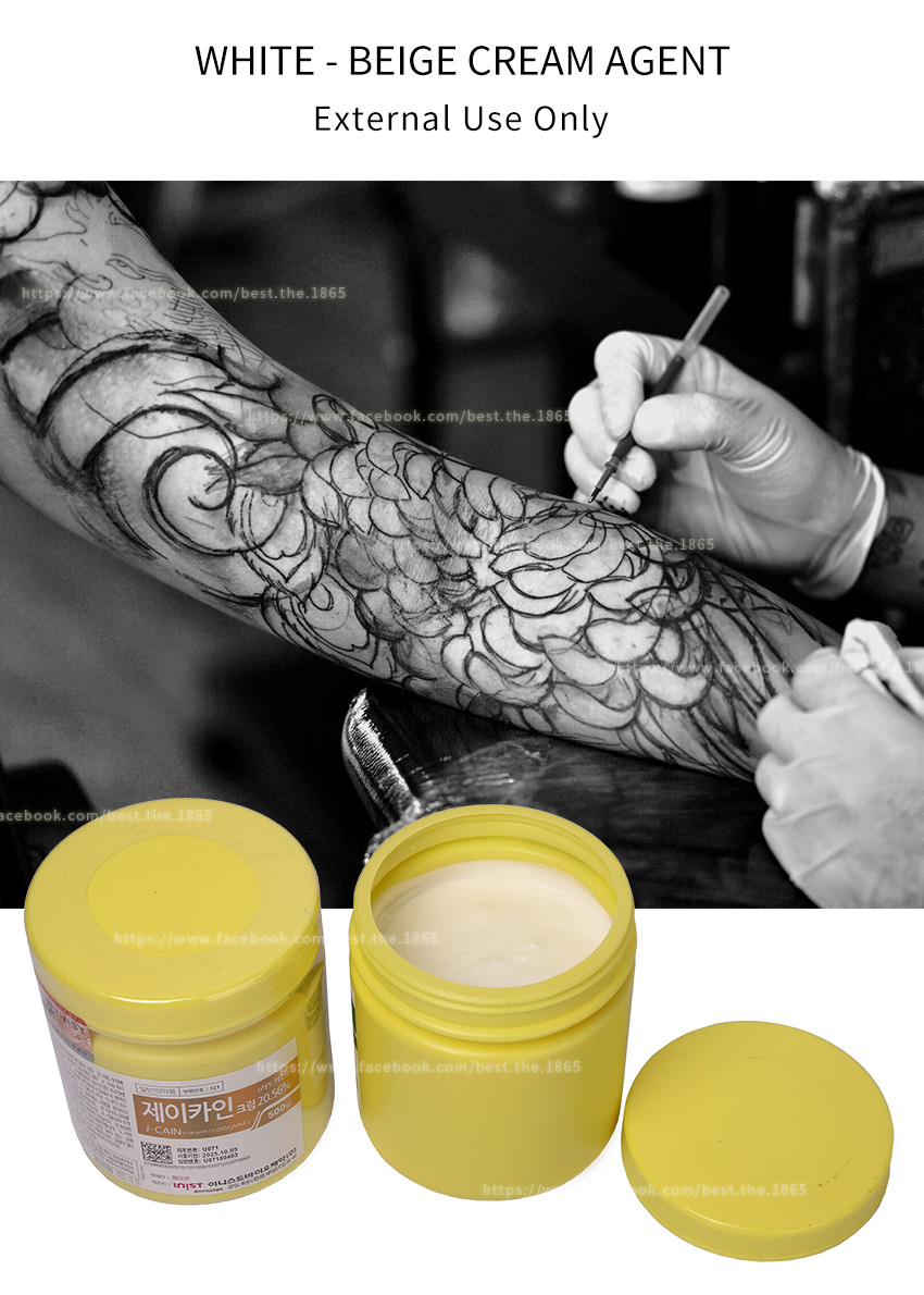J-CAIN 500 Gram Korean Tattoo Numbing Cream Green Red Blue Golden Silver Label 15.6% 29.9% OEM Package Good Price