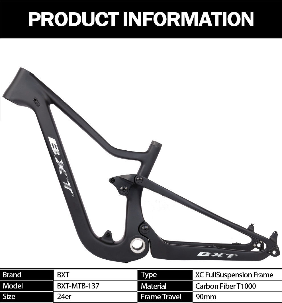 XC Carbon Full Suspension Frame 24 Kids MTB Bike Frame