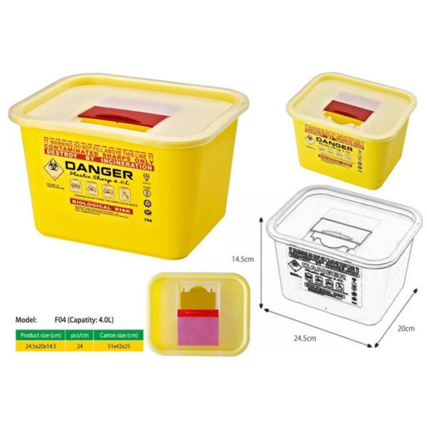 4 Litre Sharps container, Sliding Lid, Red sharps siposal containers - WinnerCare