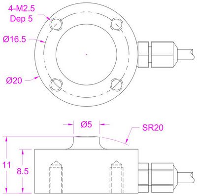 Miniature Button Type Compression Force Sensor 10kN 20kN Compression Force Measurement