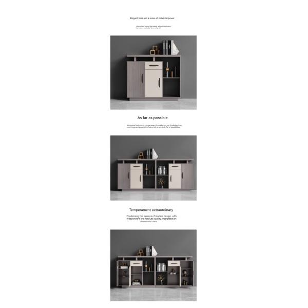 Commercial Furniture Long Office Cabinet with Modern Design and Wood Panel Partition