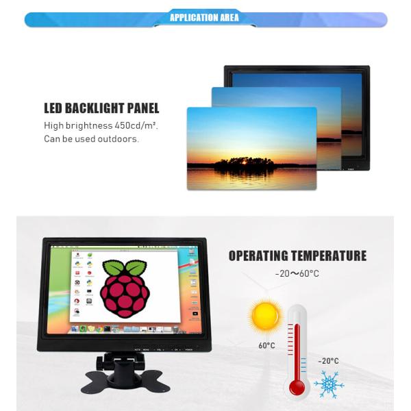 HD 1280x800 10 Inch LCD Touch Screen Monitor VGA USB HDMI Interface