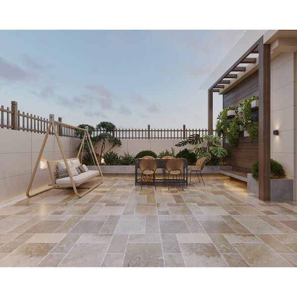Beige Lime Stone Tiles Limestone Exterior Tiles Decoration For High End Courtyards
