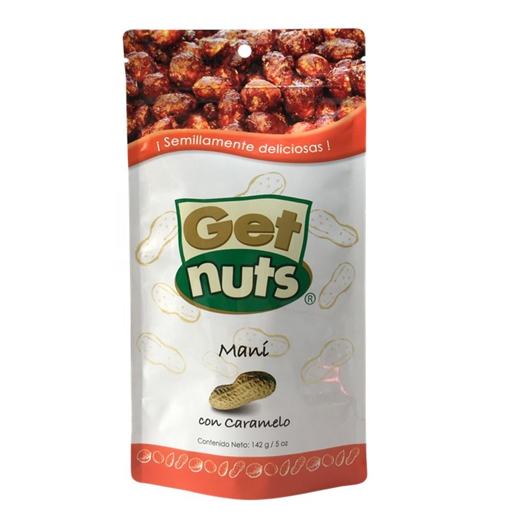 Custom printed plastic standing up zipper lock pouch for peanut butter packaging