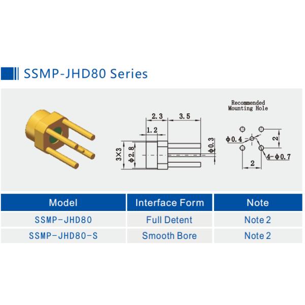 50Ω SMPM Male RF Connector 0.3MHz-40GHz 170V for PCB