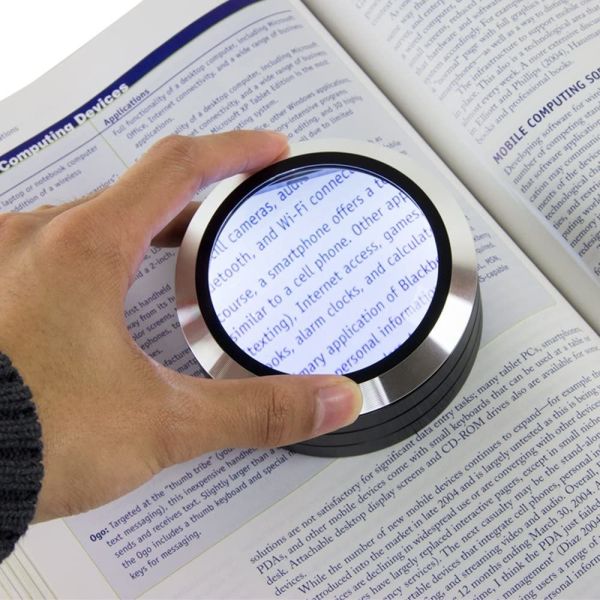 Amazon 5X Cylinder LED Desktop Magnifier Paperweight Magnifying Glass For Reading