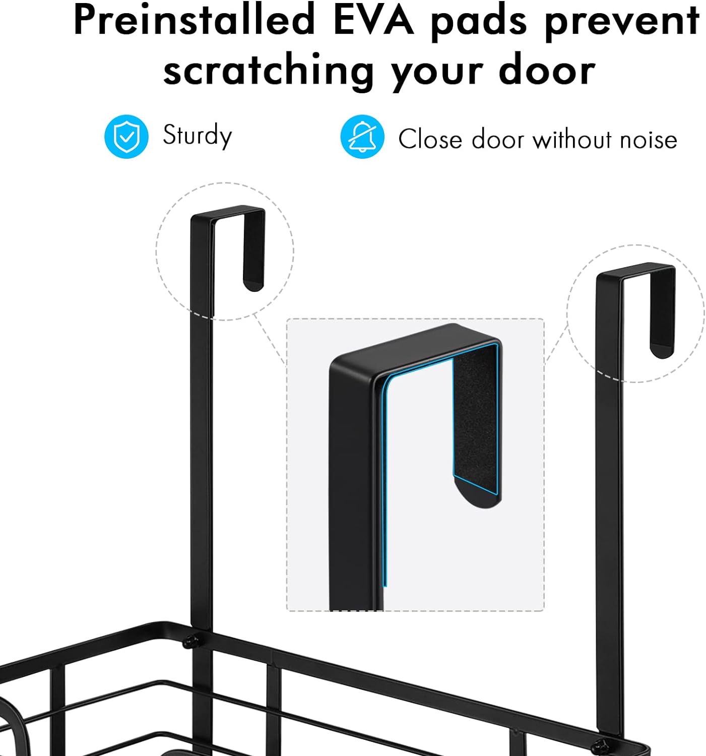 Wall Mount Ironing Board Hanger Over the Door Iron Caddy for Laundry Room Matte Black