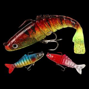 China 3 Colors 9CM/17g 6#Hooks 3D Eyes Plastic Soft Bait Full Swimming Layer Multi Jointed Fishing Lure on sale