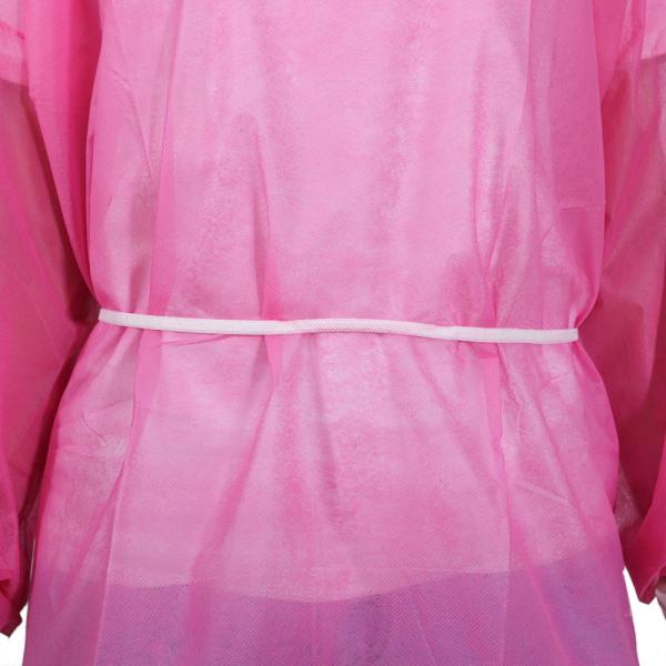Pink Pp Disposable Safety Isolation Gowns Non Woven 30gsm Knitted Cuff Ppe